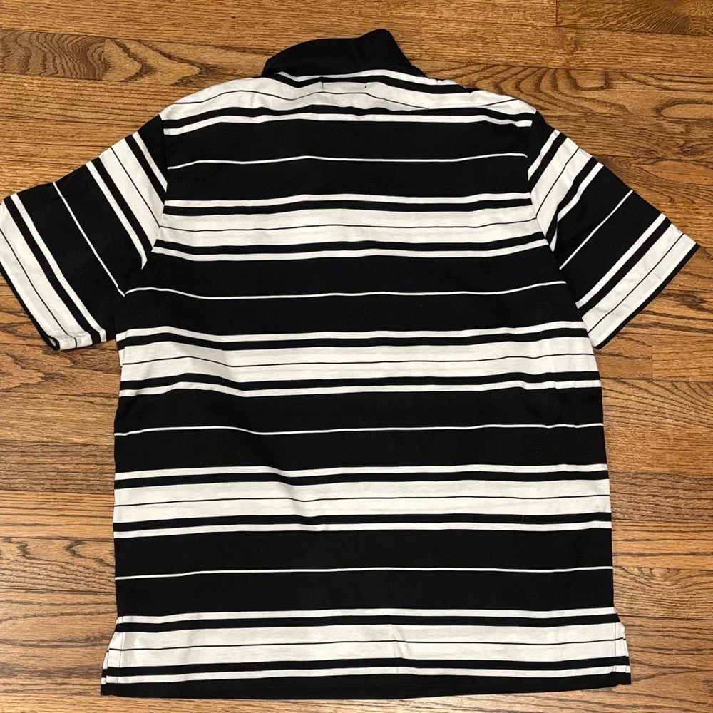 Polo Ralph Lauren Black and White Striped Polo with 1/4 Zip